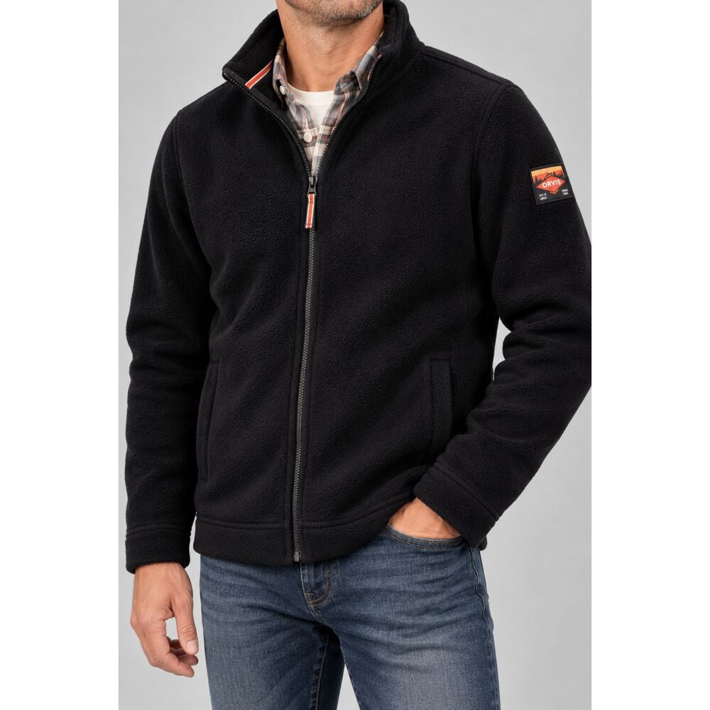 Orvis Men's Black Full Zip Fleece Jacket Size M Medium Outdoor Casual